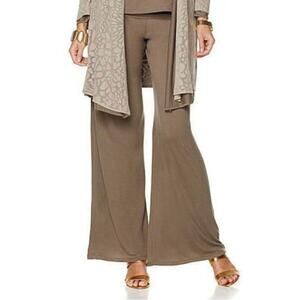 Marla Wynne Pull-On Olive Gray Stretch Wide Leg Pants